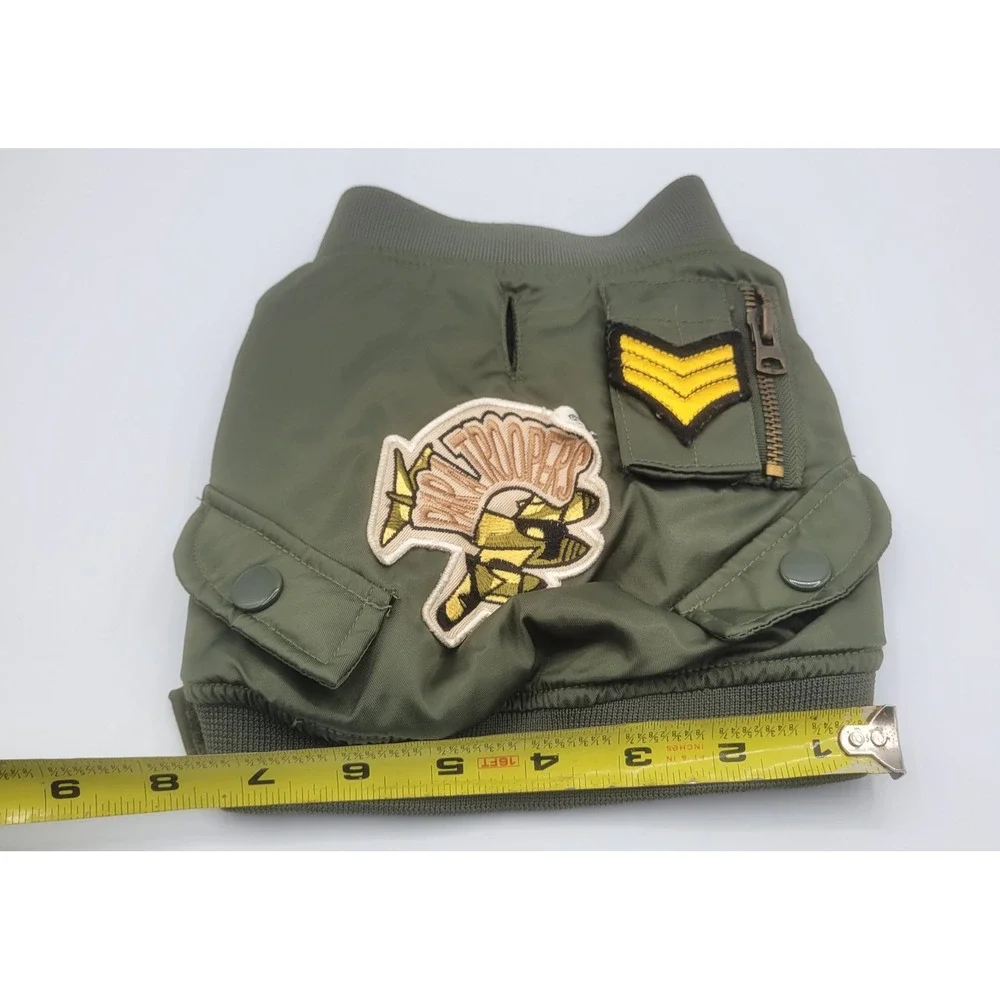 Top Gun Air Force Pet apparel Bomber Jacket Green Military Flight Coat Small‎